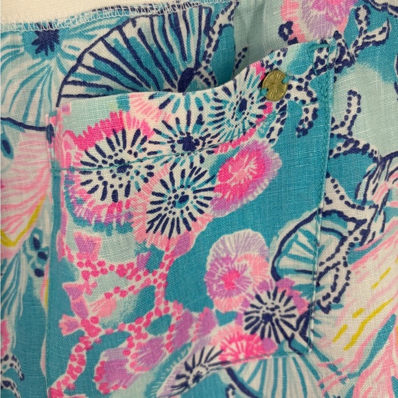 Lilly Pulitzer Bali Blue Once Upon A Tide Linen Palazzo Pants Size XL - Picture 3 of 6